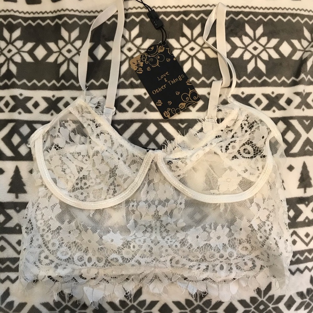 NWT!! “Love & Other Things” S White lace bralette